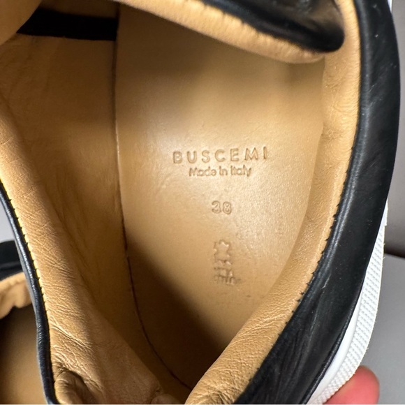 Buscemi Black Italian Leather White Sole Low Top Sneakers w/ Tan Lining Size 38 - Picture 2 of 16
